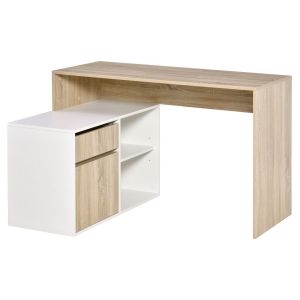 L-Shaped Corner Computer Desk Oak and White