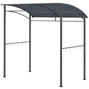 2M (7ft) BBQ Grill Gazebo Tent Garden Grill Metal Frame Grey