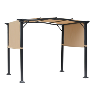 Retractable Pergola Garden Gazebo 3x2.45x2.3m, Khaki