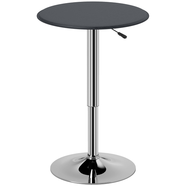 Chrome Steel Height Adjustable Round Bar Table Dinning Table Black