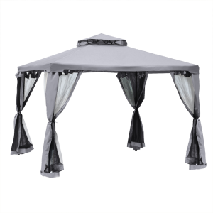 3x3M Metal Gazebo Garden Outdoor 2-tier Roof Marquee Party Tent Canopy - Crey