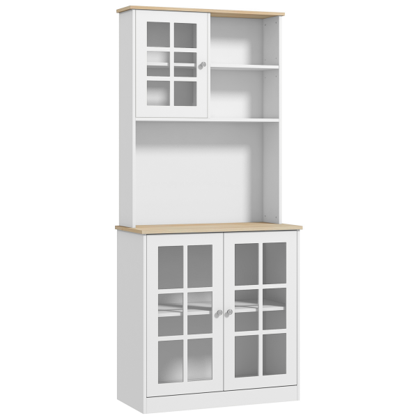 183cm Sideboard Grid Glass Doors Shelves Kitchen 72" Solid w/Glass Door