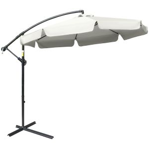 2.7m Garden Banana Parasol Cantilever Crank Cream White
