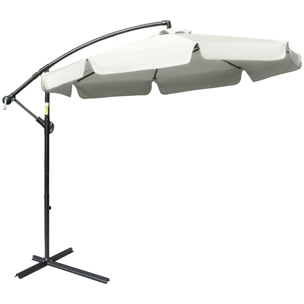 2.7m Garden Banana Parasol Cantilever Crank Cream White