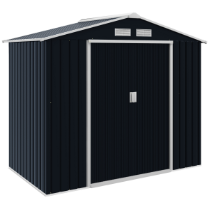 Lockable Garden Shed Large Patio Roofed Foundation 7ft x 4ft,Grey Vent