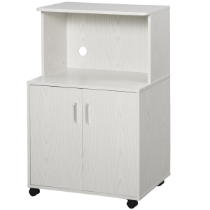 Microwave Cart on Wheels Utility Trolley 97x60.4x40.3cm, White