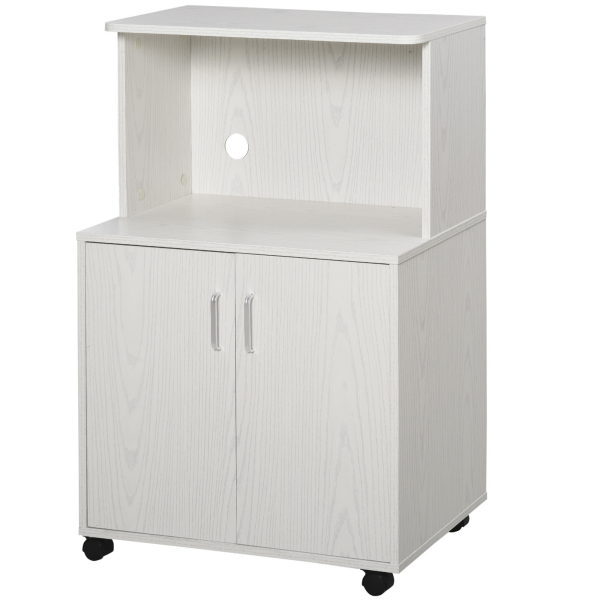 Microwave Cart on Wheels Utility Trolley 97x60.4x40.3cm, White
