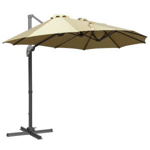 4.5m Patio Parasol, Double-Sided Rectangular Crank Handle, Khaki