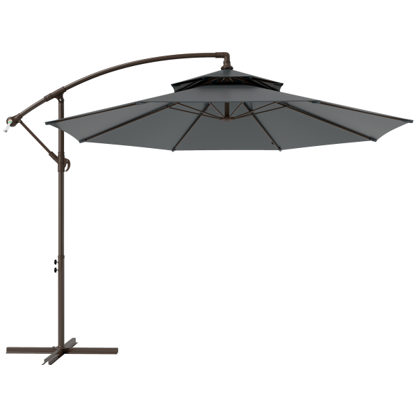 2.7m Garden Banana Parasol Cantilever Umbrella Handle, Dark Grey