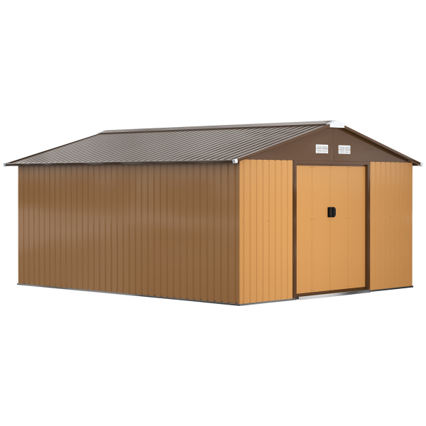 13ft x 11ft Metal StorageFoundation Vent Doors Light Brown
