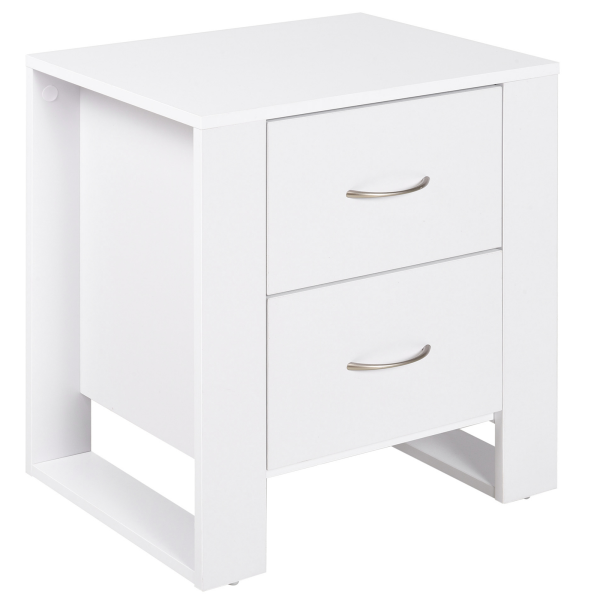 Particle Board 2-Drawer Bedside Table White