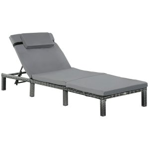 Garden Outdoor Rattan Furniture Patio Sun Lounger Recliner , Grey