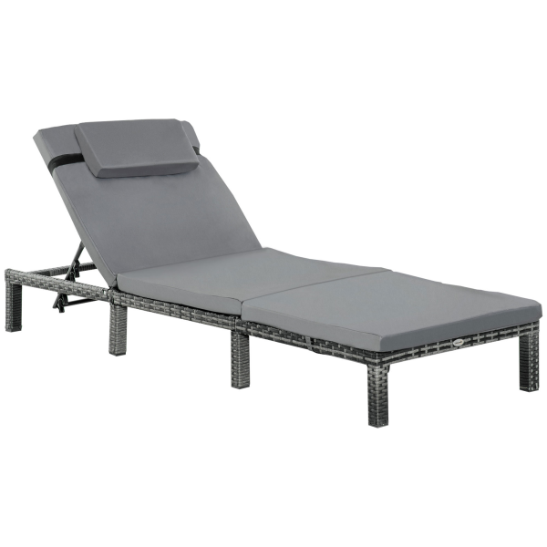 Garden Outdoor Rattan Furniture Patio Sun Lounger Recliner , Grey