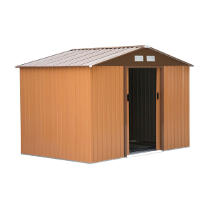9x6 ft Metal Shed Khaki Storage Large Yard Store Door Container