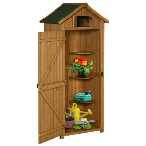 Garden Shed Utility 3 Shelves Wood Outdoor 77 x 54.2 x 179cm - Brown