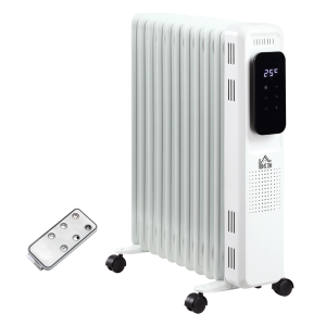 2720W Oil Filled Radiator 11 Fin 24Hrs Timer Safety Cut off Remote White