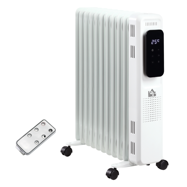2720W Oil Filled Radiator 11 Fin 24Hrs Timer Safety Cut off Remote White