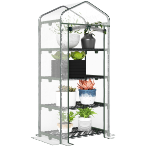 4 Tiers Mini Portable Greenhouse Metal Frame Transparent 160x70x50cm