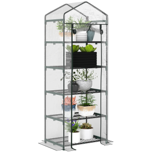 5 Tier Greenhouse OutdoorPortable Shed Metal Frame Transparent 69x49x193cm