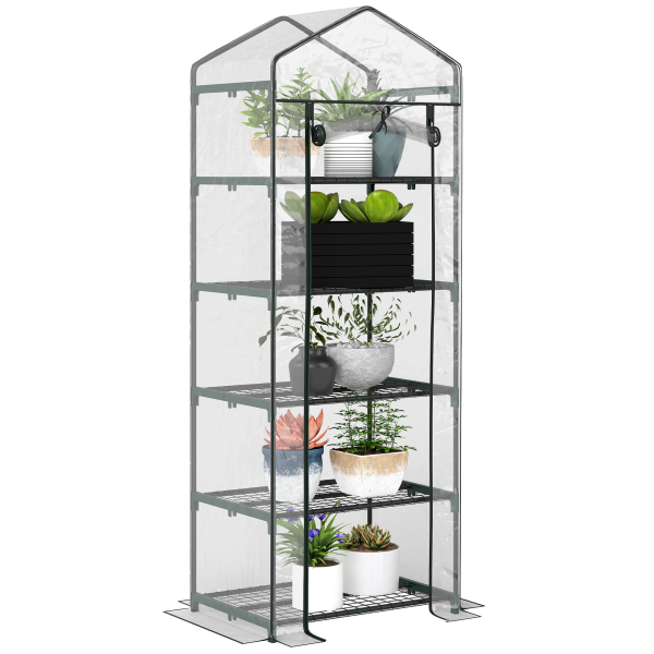 5 Tier Greenhouse OutdoorPortable Shed Metal Frame Transparent 69x49x193cm