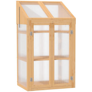 Wooden Greenhouse, Cold Frame PC Semi Transparent 70x50x120cm, Brown