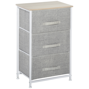 3-Tier Linen Drawer Cabinet Organizer Adjustable White, Oak and Light Grey