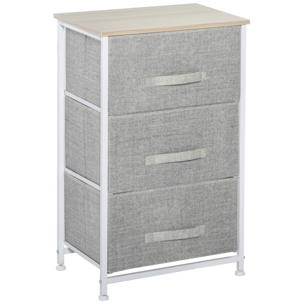 3-Tier Linen Drawer Cabinet Organizer Adjustable White, Oak and Light Grey