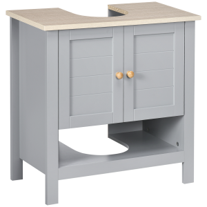 kleankin Bathroom Pedestal Under Sink Cabinet with Storage Shelf Double Door