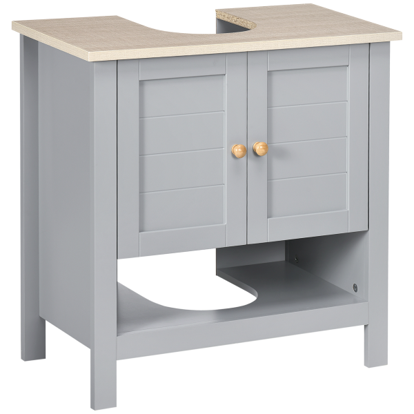 kleankin Bathroom Pedestal Under Sink Cabinet with Storage Shelf Double Door