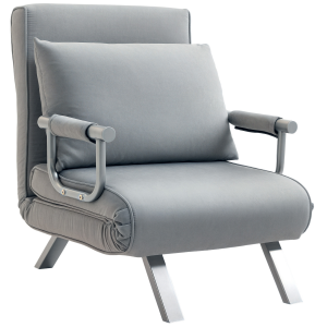 Sofa Bed Foldable Portable Armchair Sleeper Lounge Pillow Light Grey