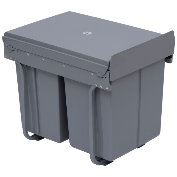 Recycle Waste Bin Pull Out Dustbin Recycling Cabinet 40L-Grey