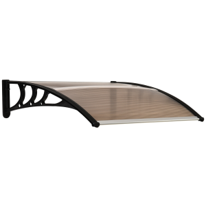 75 L x 120 W x 23 H cm Brown Polycarbonate Curved Awning w/ Black Bracket