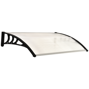 75 L x 120 W x 23 H cm Clear Polycarbonate Curved Awning w/ Black Bracket