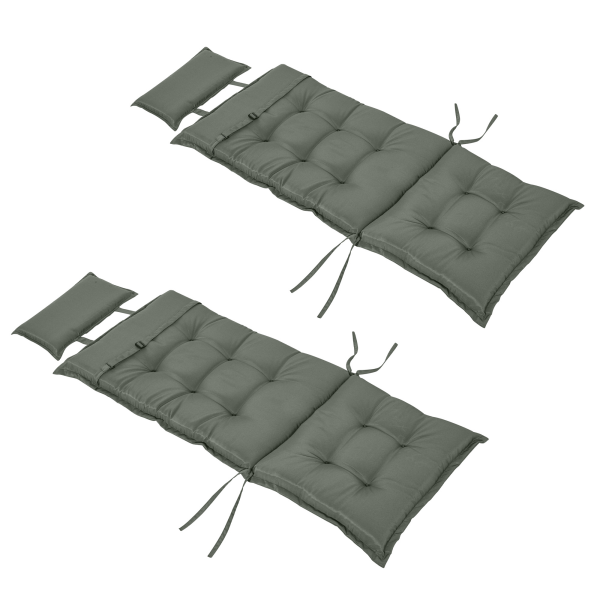 Set of 2 Garden Chair Cushion Seat, Dark Grey