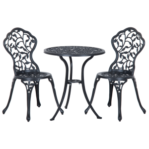 Cast Aluminium 3 Pcs Bistro Set-Black