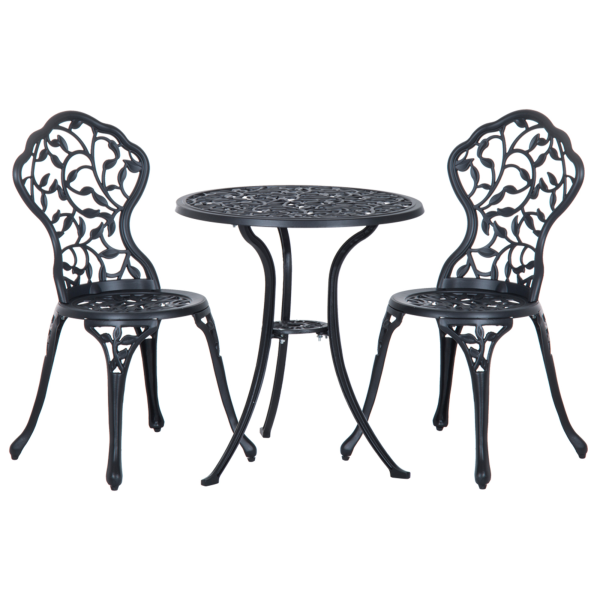 Cast Aluminium 3 Pcs Bistro Set-Black
