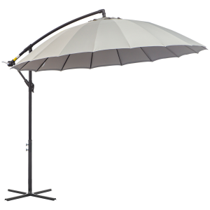 3(m) Cantilever Shanghai Parasol w/ Crank Handle, Cross Base, Grey Outsunny