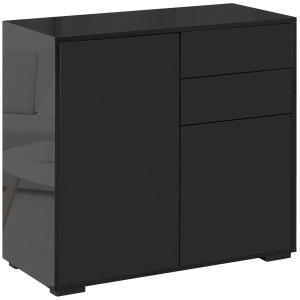 Side Cabinet with 2 Door Cabinet and 2 Drawer for Home Office Black