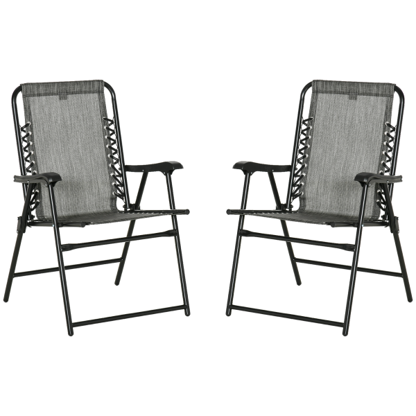 Set of 2 Patio Folding Dining Chair Set Garden Outdoor Grey