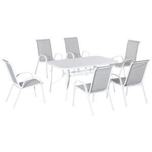 7 Piece Garden Dining Set 6 Seater Outdoor Patio Furniture Grey