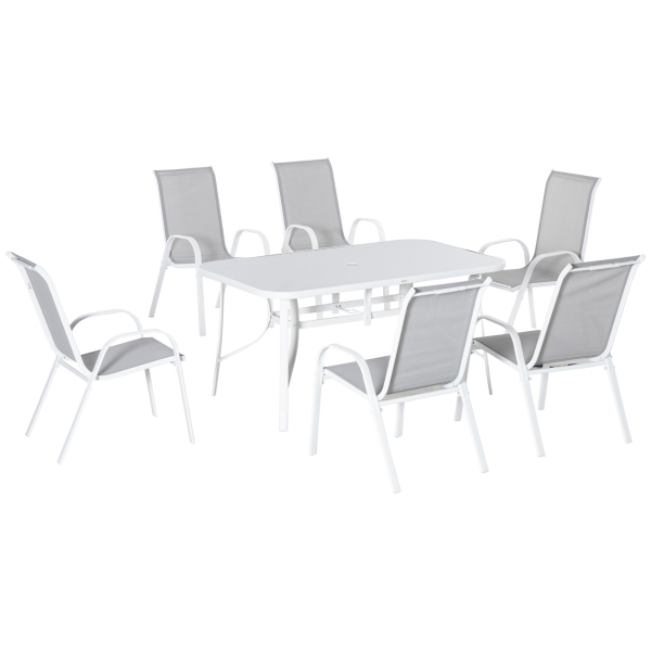 7 Piece Garden Dining Set 6 Seater Outdoor Patio Furniture Grey