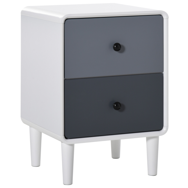 Side Cabinet Nightstand Home Organizer with 2 Storage Drawer Unit