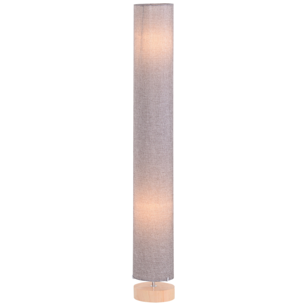 120H cm Wooden Base Floor Lamp W/Linen Fabric-Grey