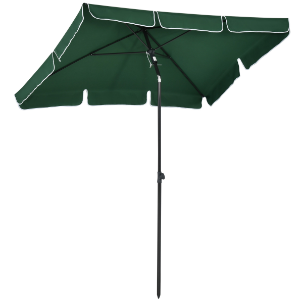 Aluminium Sun Parasol Garden Tilting Umbrellas Patio Rectangular, 2x1.25m, Green