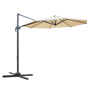 Outsunny Umbrella Parasol W/360� Rotation and Cross Base-Beige