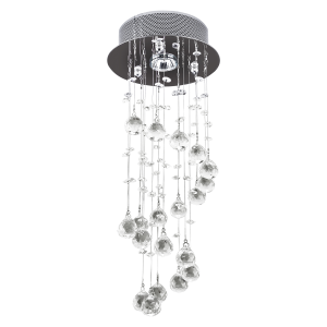 Crystal Chandelier, Spiral Rain Drop-Silver/Crystal