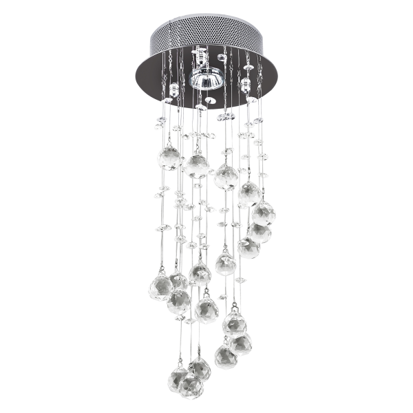 Crystal Chandelier, Spiral Rain Drop-Silver/Crystal