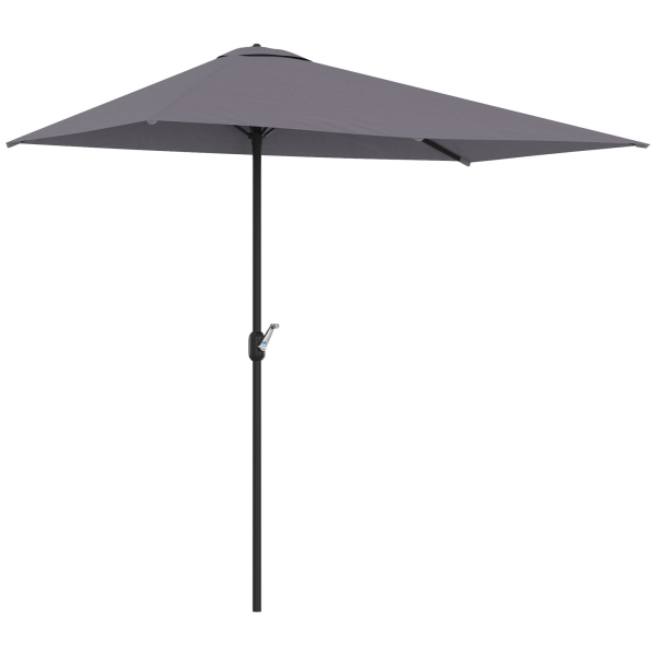 Half Parasol Semi Round UmbrellaCrank 2.3m, Grey NO BASE INCLUDED