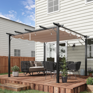 Pergola Awning 3x3 m-Brown/Black
