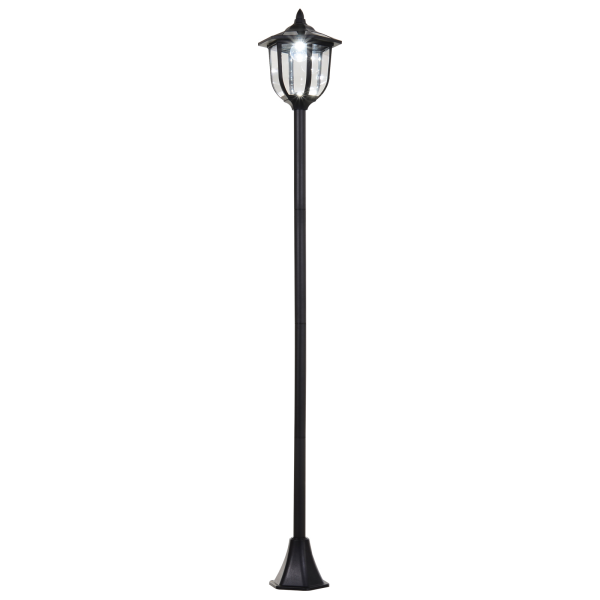 1.77m Tall Free-Standing ABS Garden Solar LED Lamp Post Black